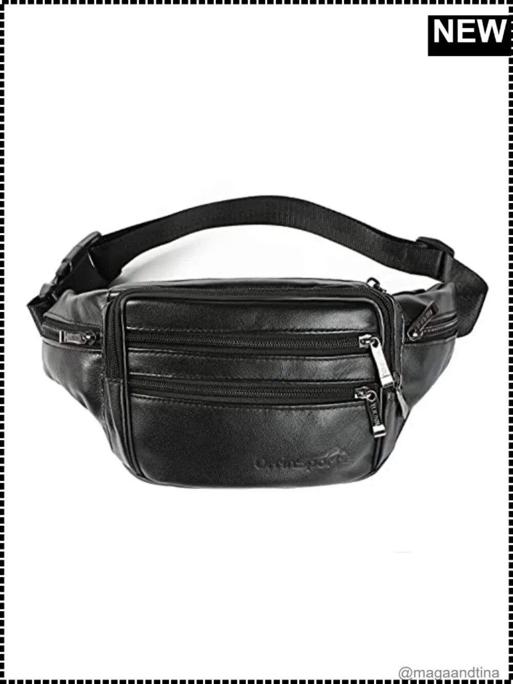 Leather Fanny Pack Multi-Pocket Waist Belt Bag Travel Hiking Sports